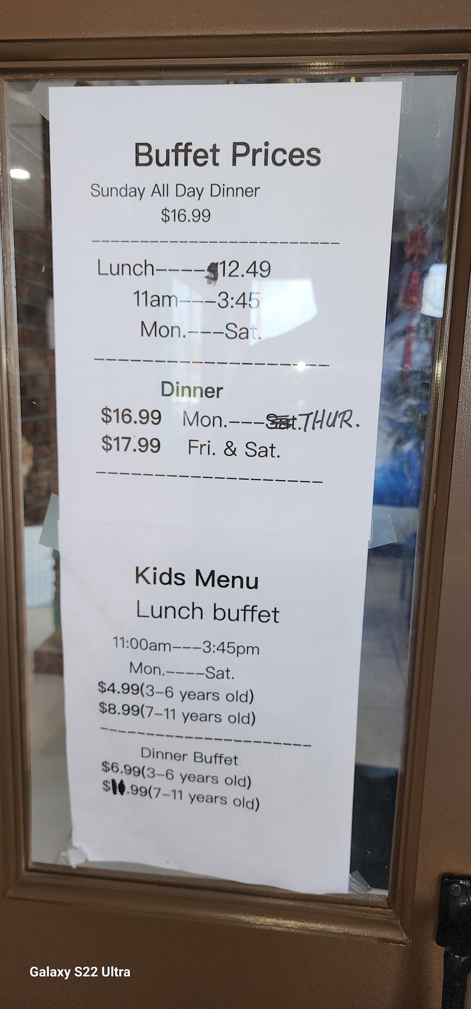 Printed menu with appetizers and soup sections