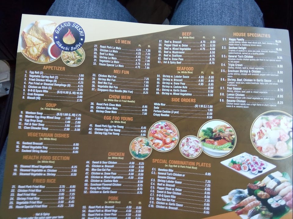 Restaurant menu showing vegetable dishes and egg rolls